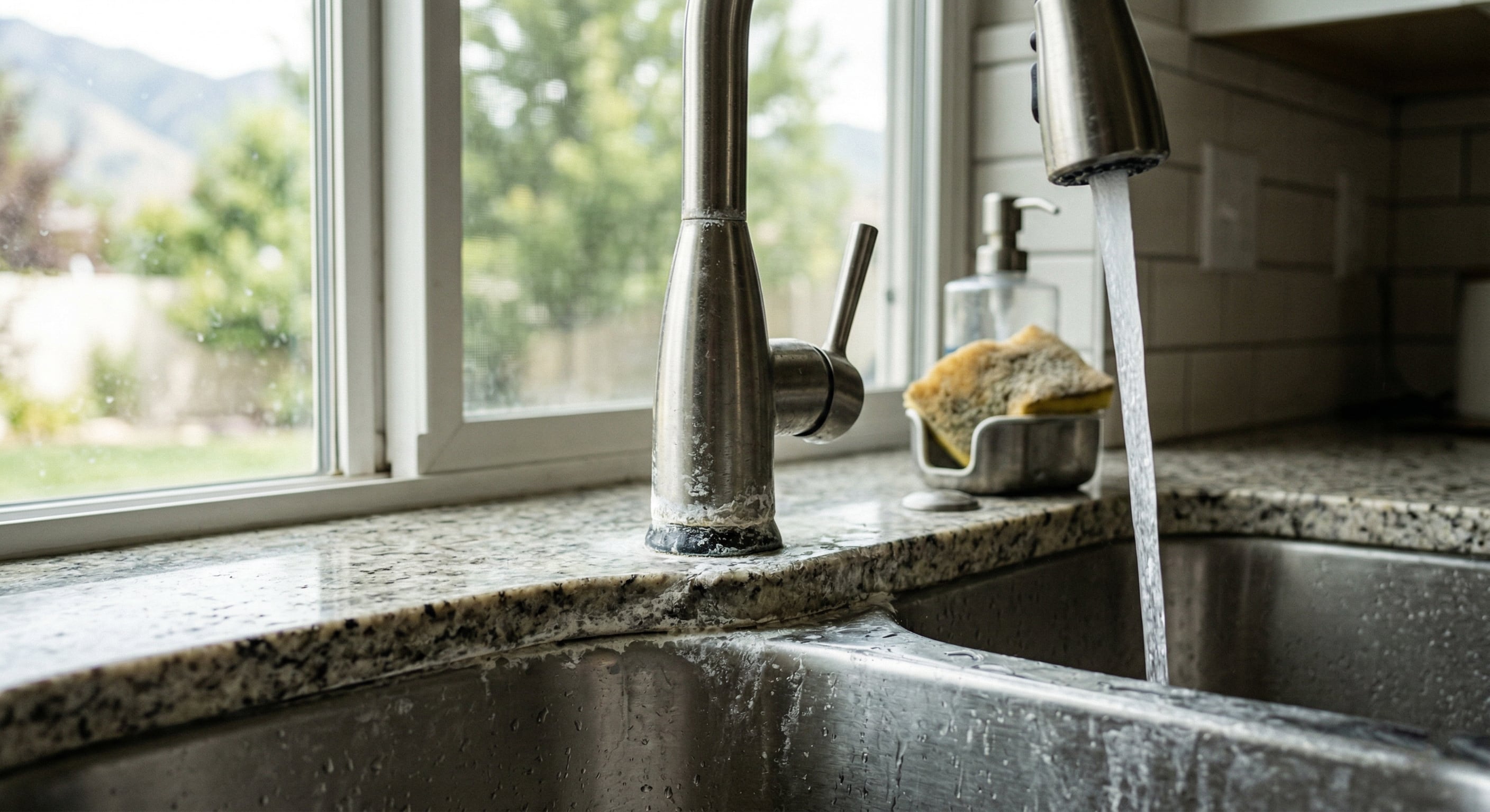 Kitchen faucet with hard water scale in Idaho Falls