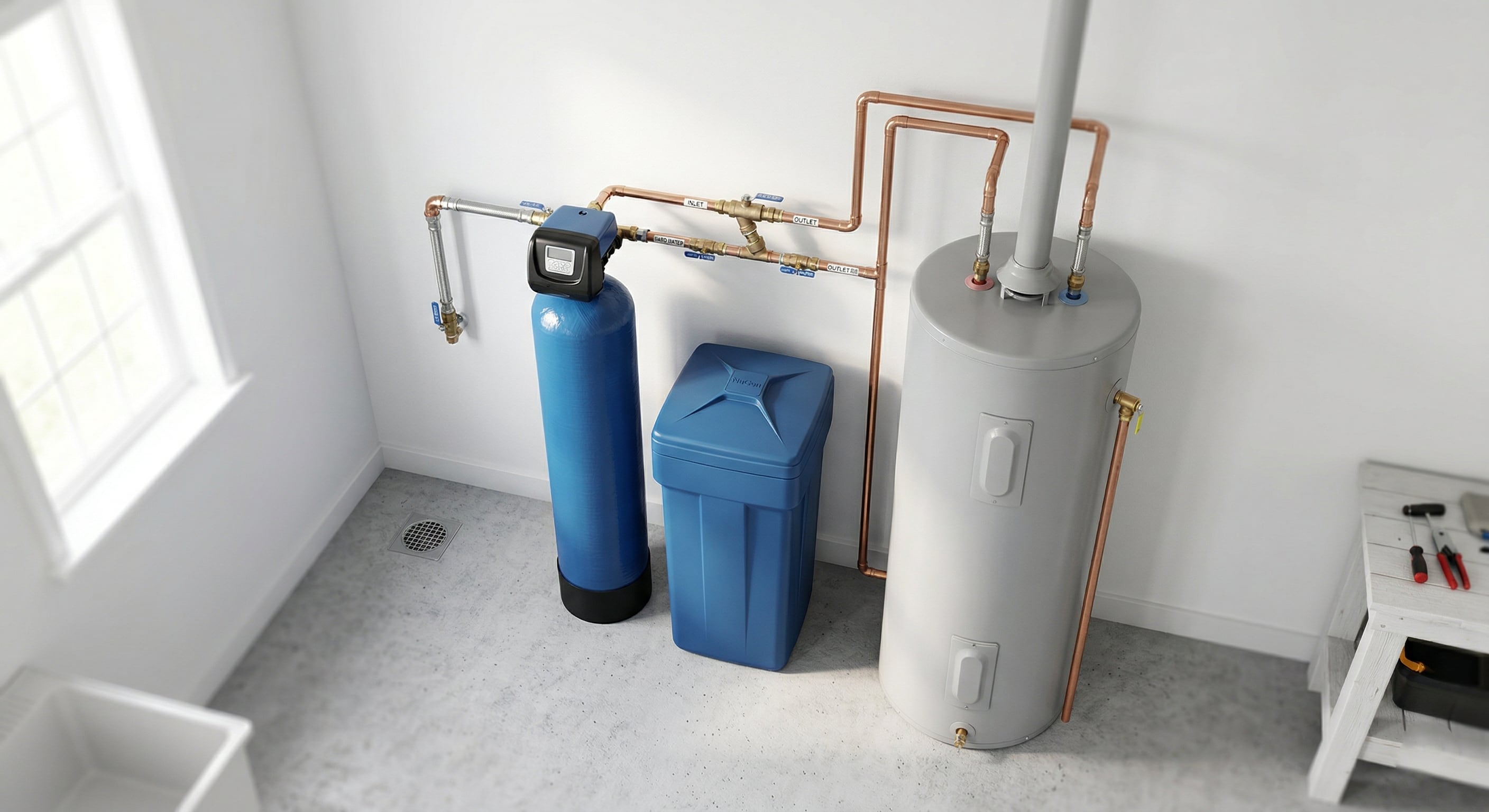 Professional water softener installation in Idaho Falls utility room